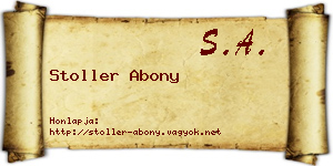 Stoller Abony névjegykártya
